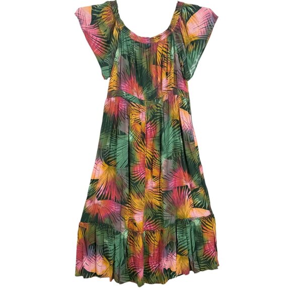 Terra & Sky Women's Off Shoulder Tropical Multicolor Maxi Dress Sz 3X  (24W-26W) - Picture 2 of 13